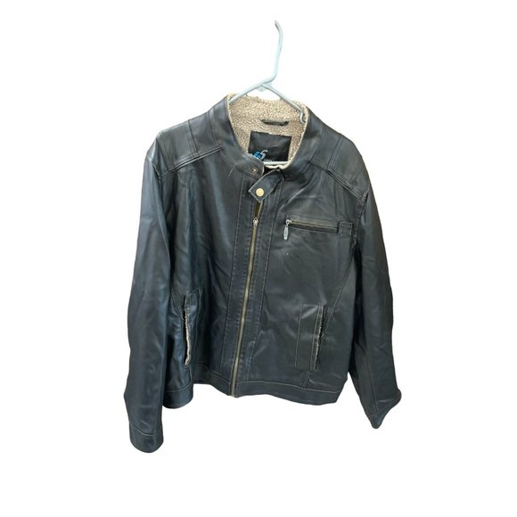 I5 Apparel Mens Size Large Brown Sherpa Fur Lined Jacket Faux Leather Coat Full - Picture 1 of 3
